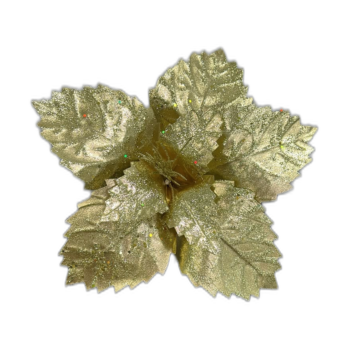 Flor navideña dorada 34cm (8 pétalos)