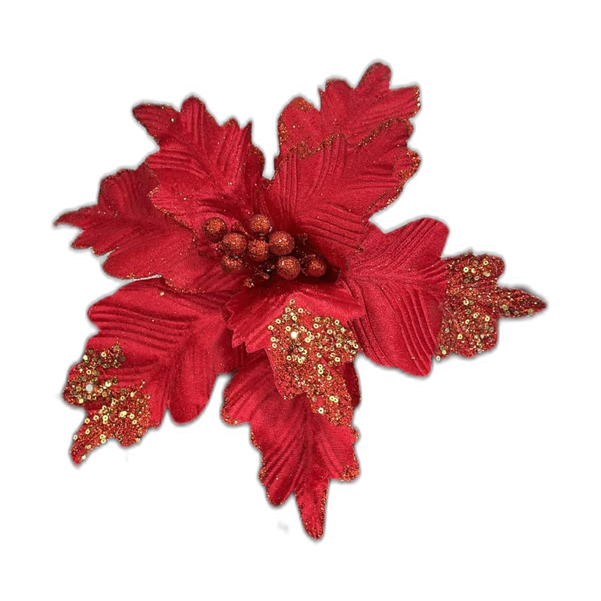 Flor navideña roja 34cm (8 pétalos)