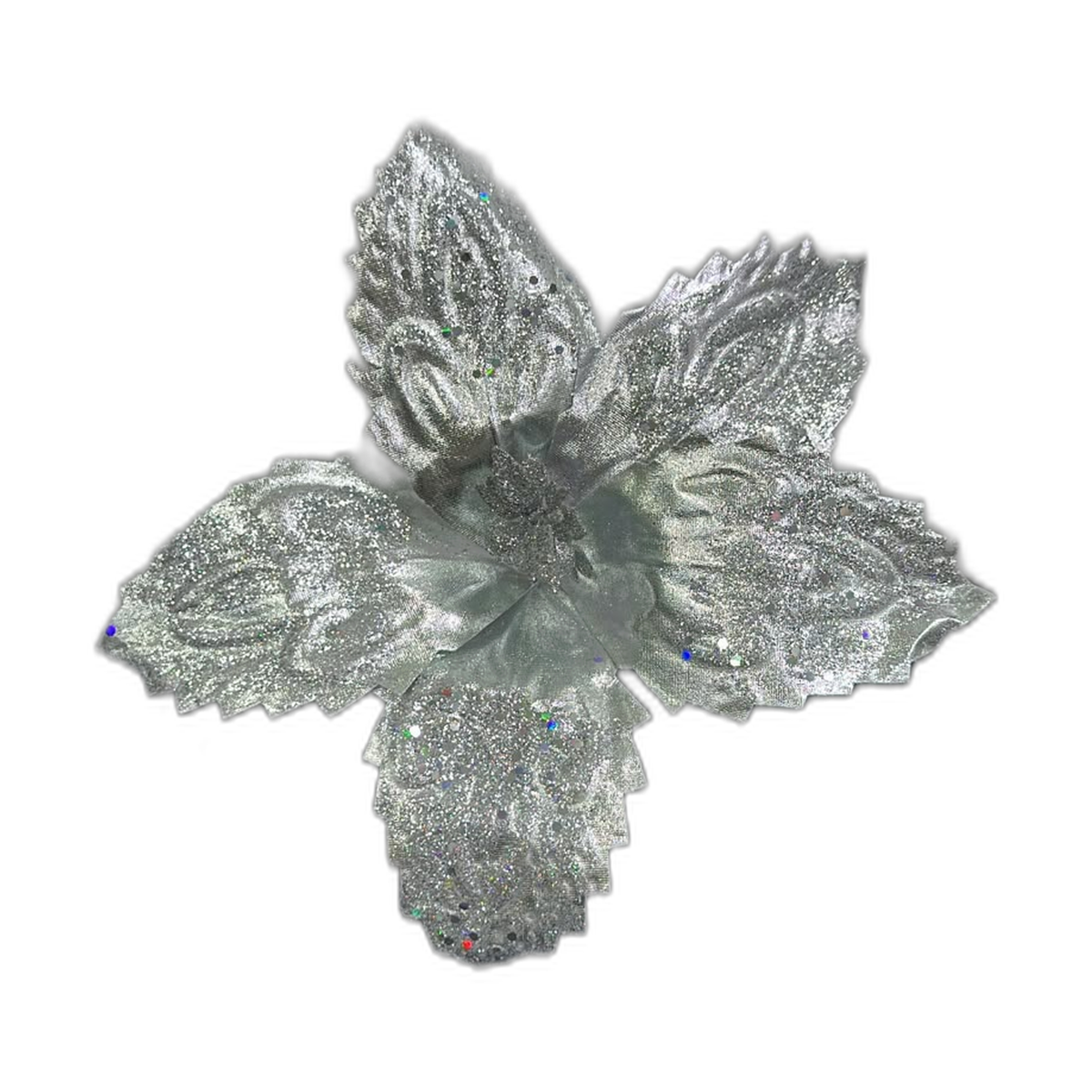 Flor navideña plata 30cm (5 pétalos)