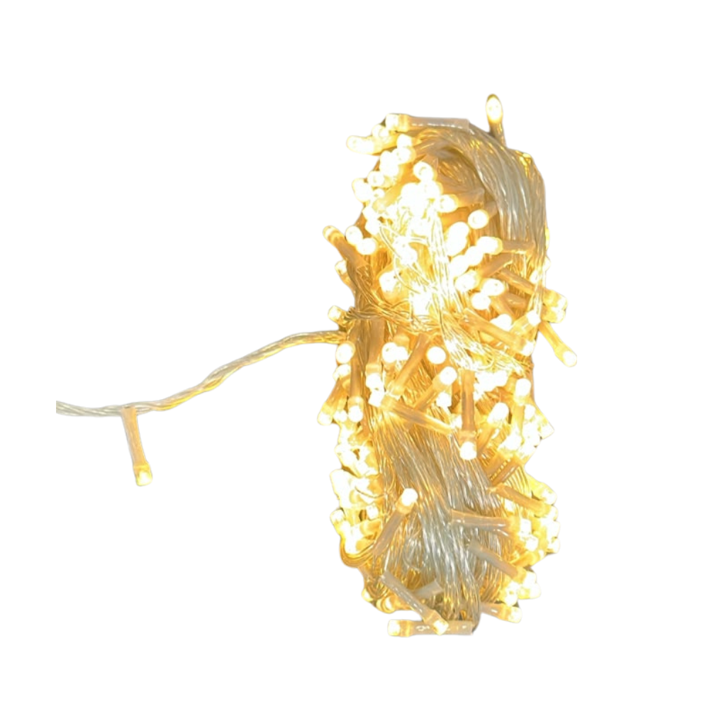 Luz LED cálida x200 cable transparente