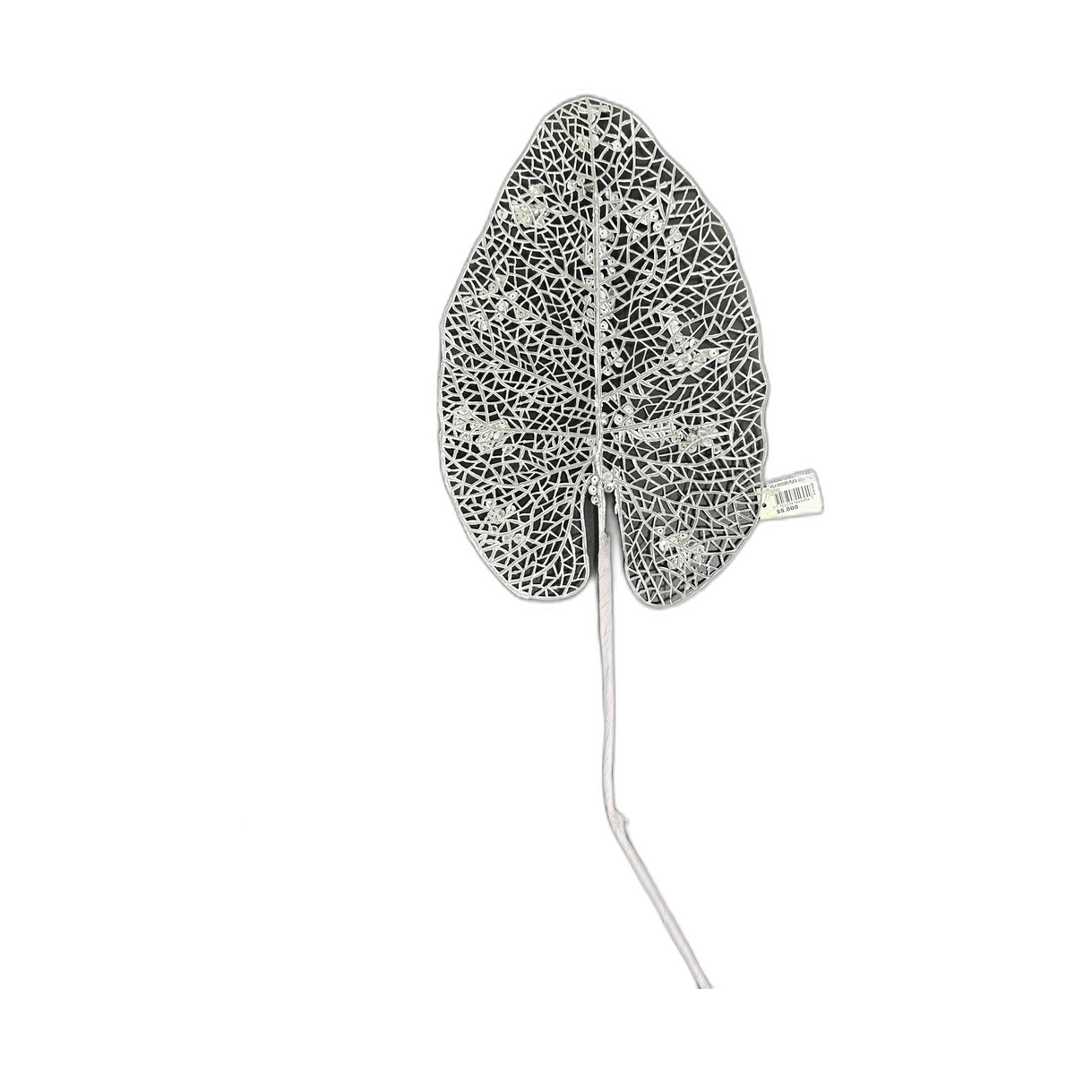 Hoja navideña plateada 64cm