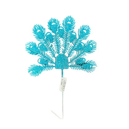 Pin navideño escarchado pluma de pavo