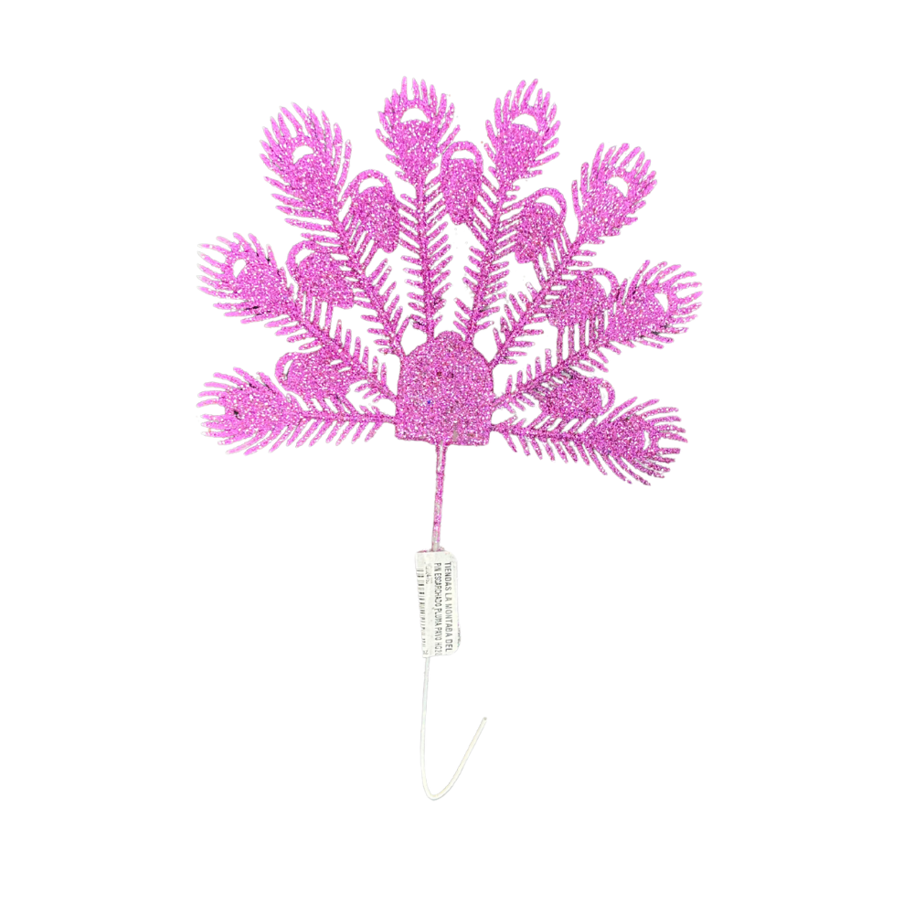 Pin navideño escarchado pluma de pavo