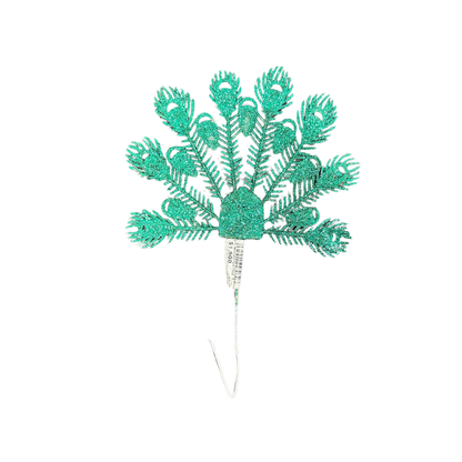 Pin navideño escarchado pluma de pavo