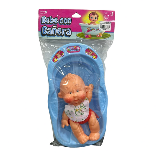 Bebé glotón con bañera