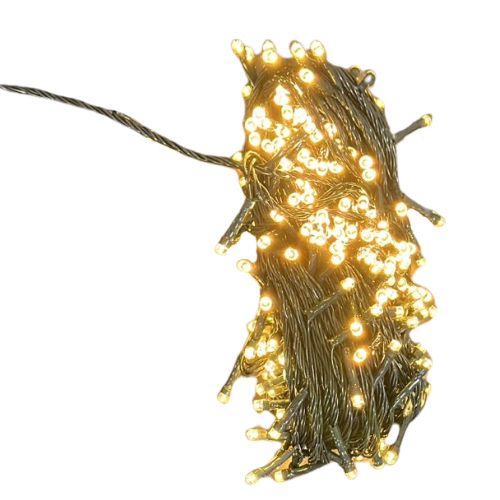 Luz LED cálida x300 24m cable verde