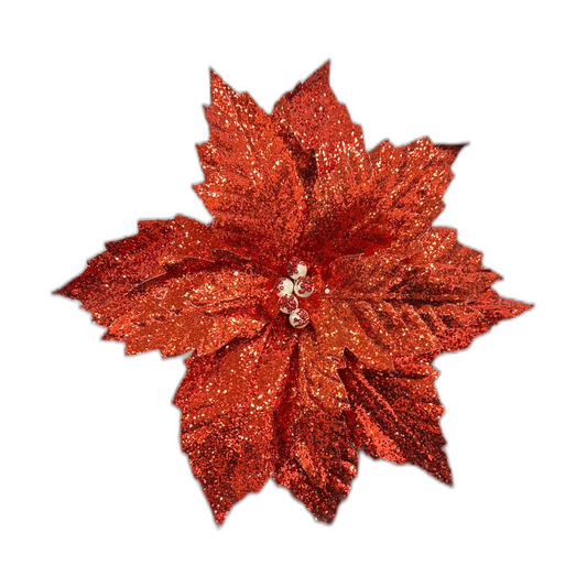 Flor navideña roja 35cm