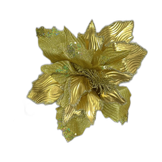 Flor navideña dorada 48cm (16 pétalos)