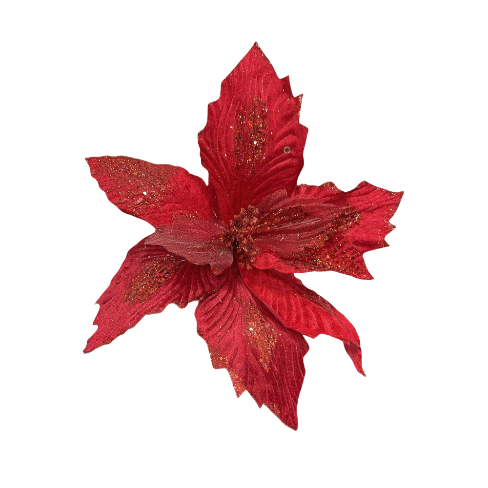 Flor navideña roja 35cm