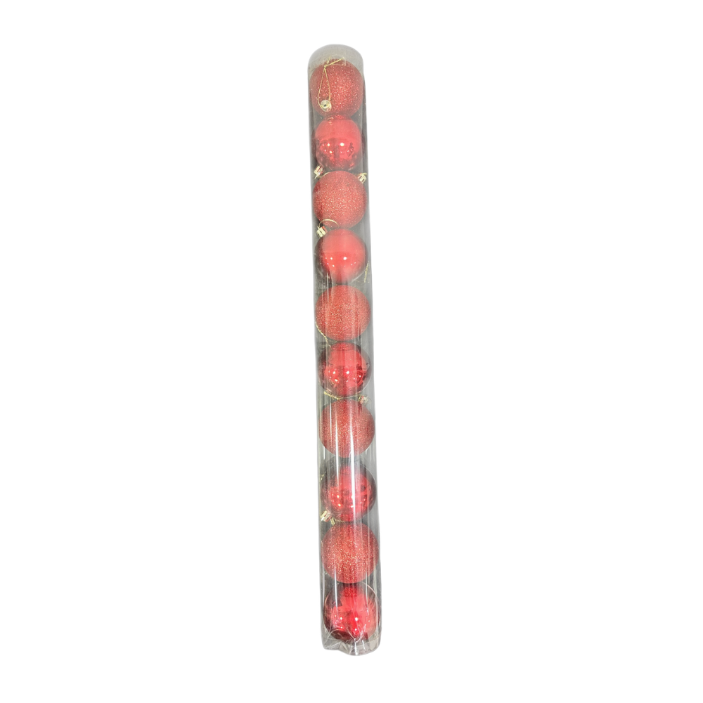 Bola navideña x10 6cm rojo brillante