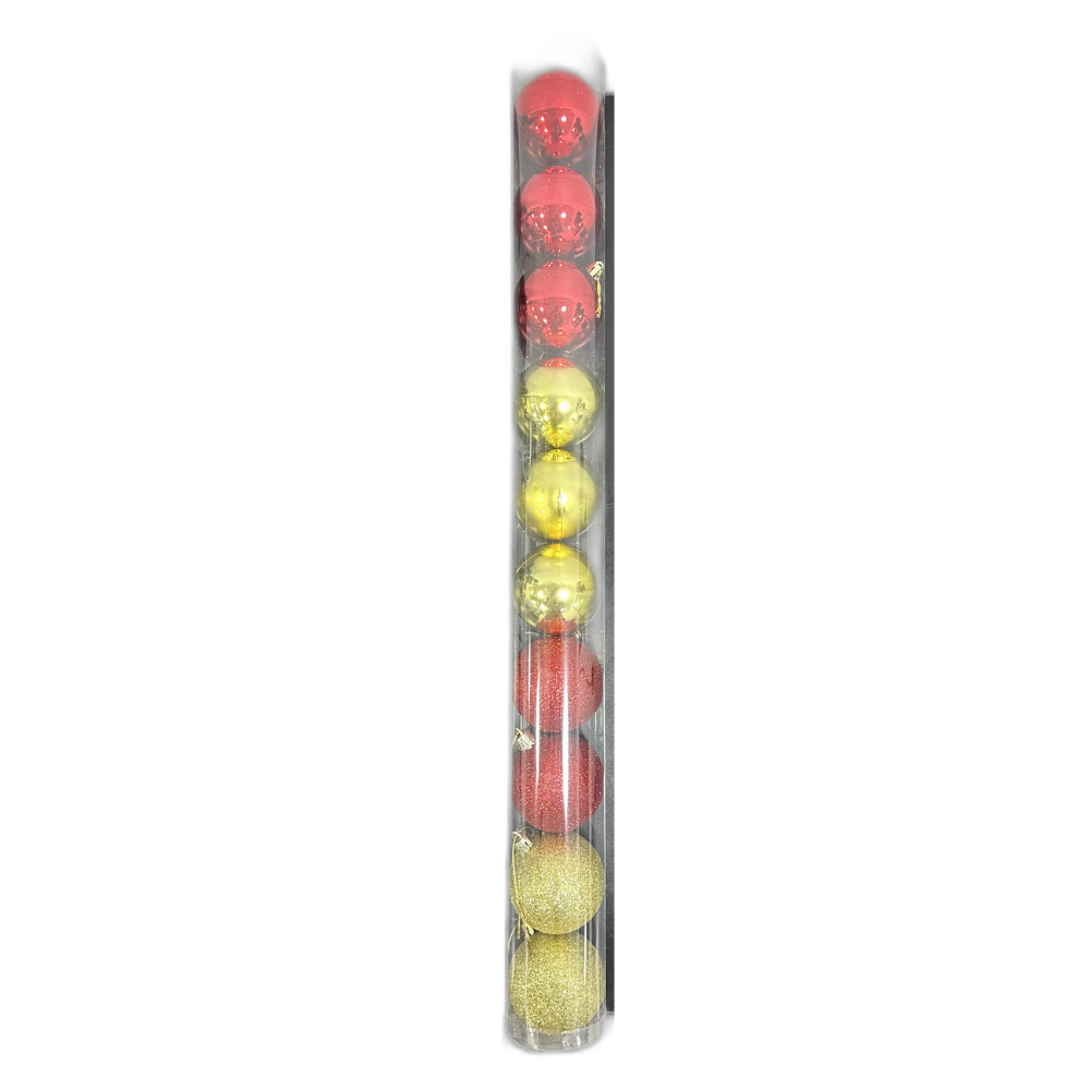 Bola navideña x10 6cm rojo y dorado
