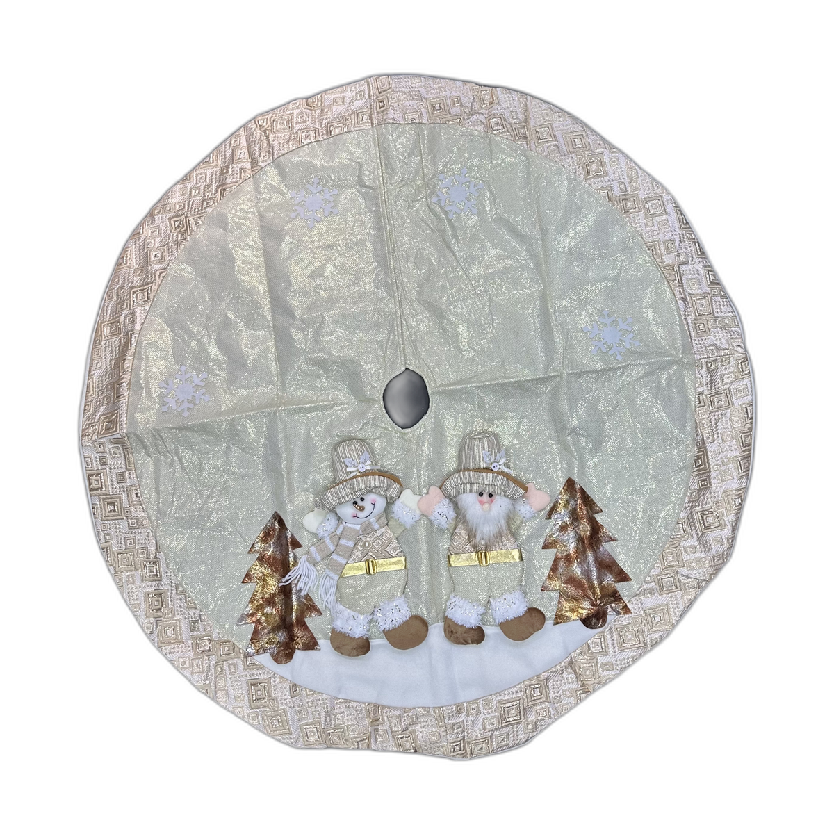 Pie de árbol navideño con 2 muñecos 120cm