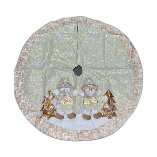 Pie de árbol navideño con 2 muñecos 120cm