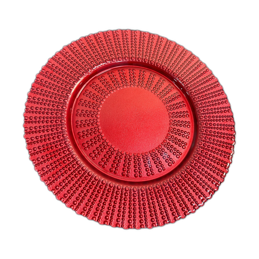 Plato base cristal rojo texturizado