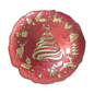 Plato base cristal navideño rojo con diseños dorados