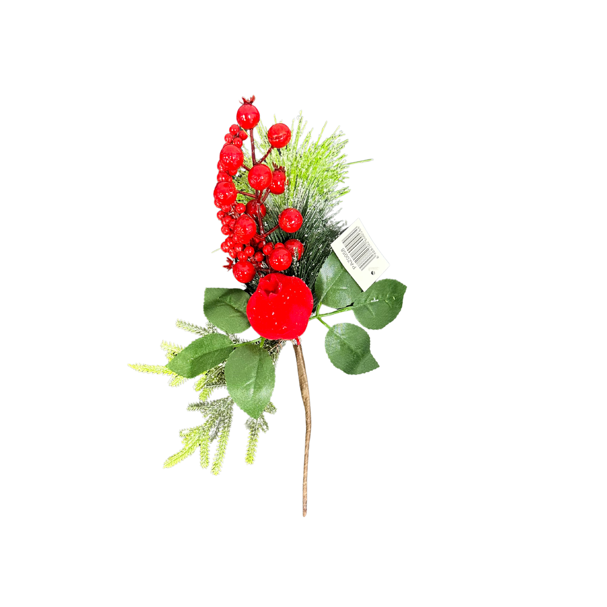 Pin navideño cereza y hojas 28cm