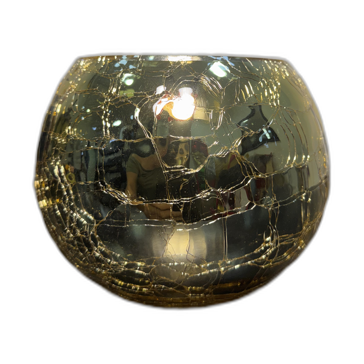 Portavela de cristal craquelado