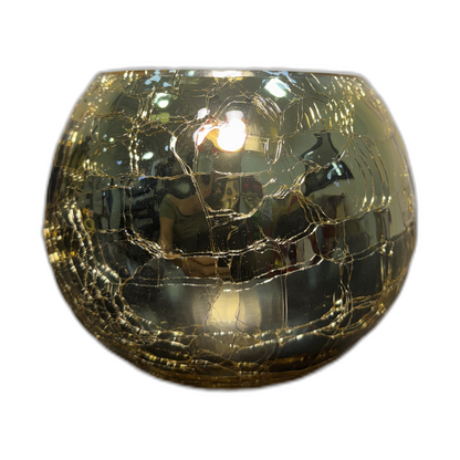 Portavela de cristal craquelado