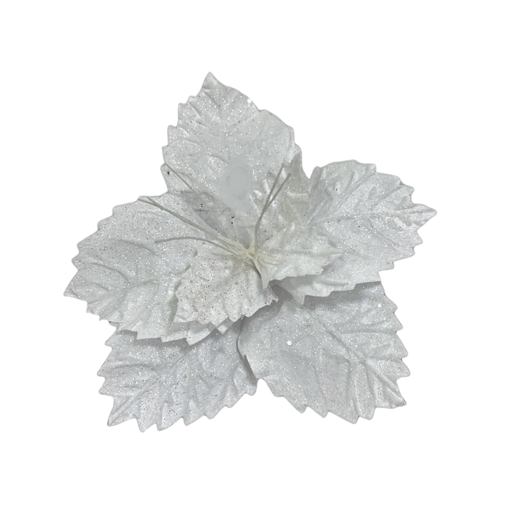 Flor navideña blanca 34cm (8 pétalos)