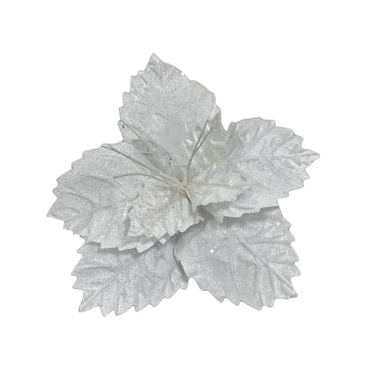 Flor navideña blanca 34cm (8 pétalos)