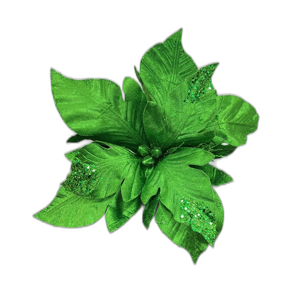 Flor navideña verde 38cm (8 pétalos)
