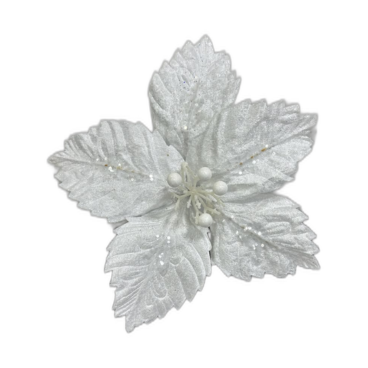 Flor navideña blanca 32cm (5 pétalos)