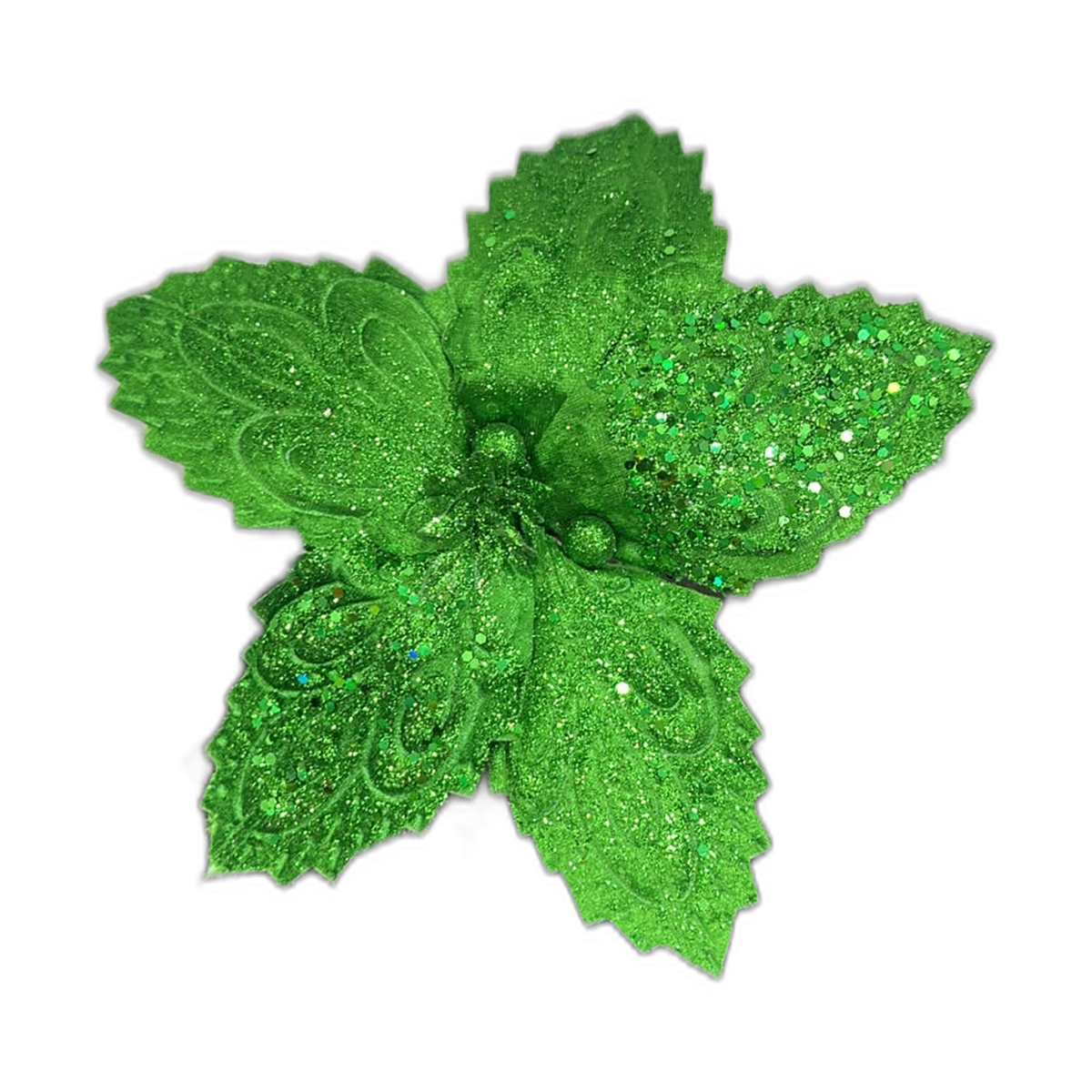 Flor navideña verde 30cm (5 pétalos)