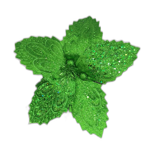 Flor navideña verde 30cm (5 pétalos)