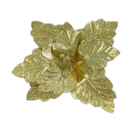 Flor navideña dorada 34cm (8 pétalos)