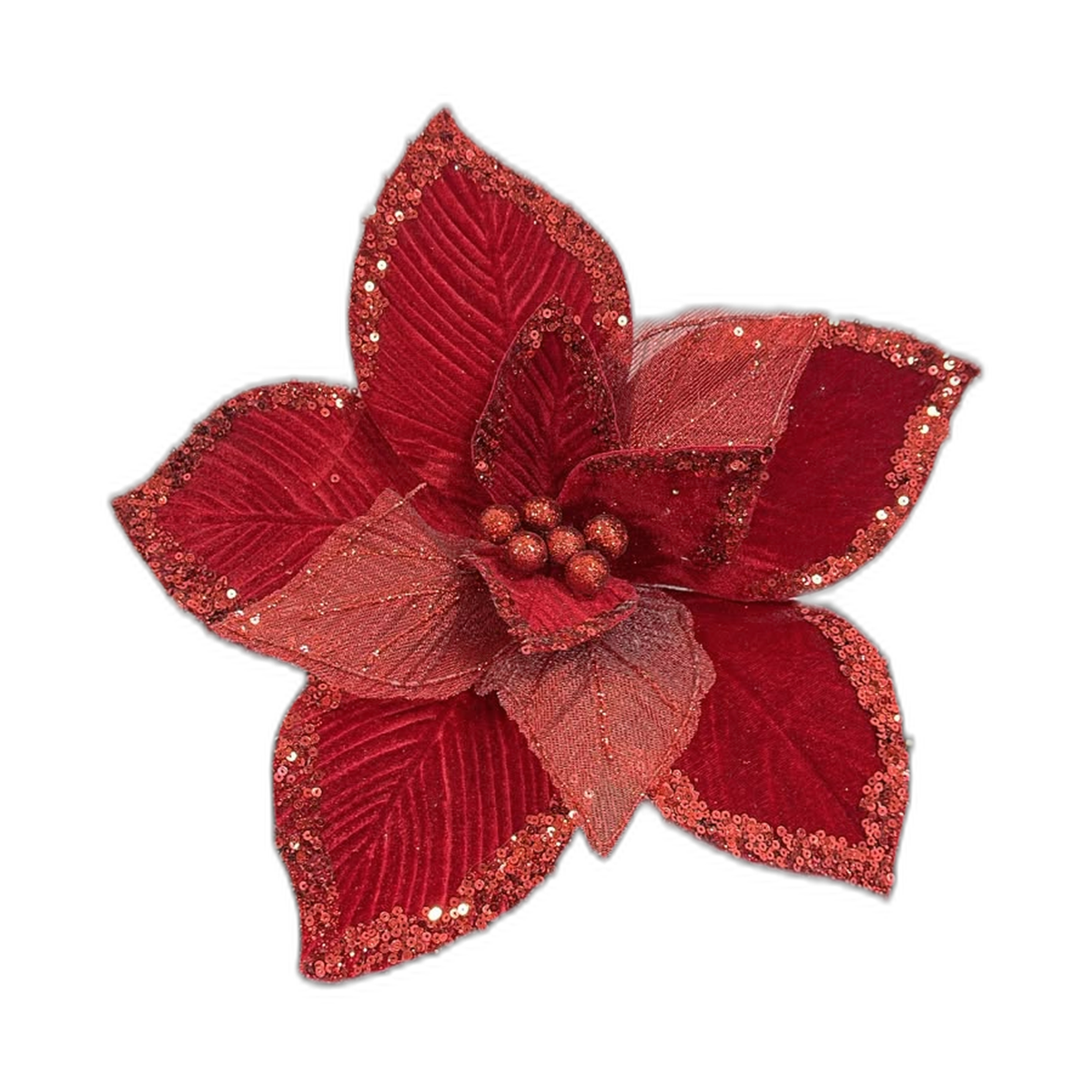 Flor navideña roja 35cm (11 pétalos)