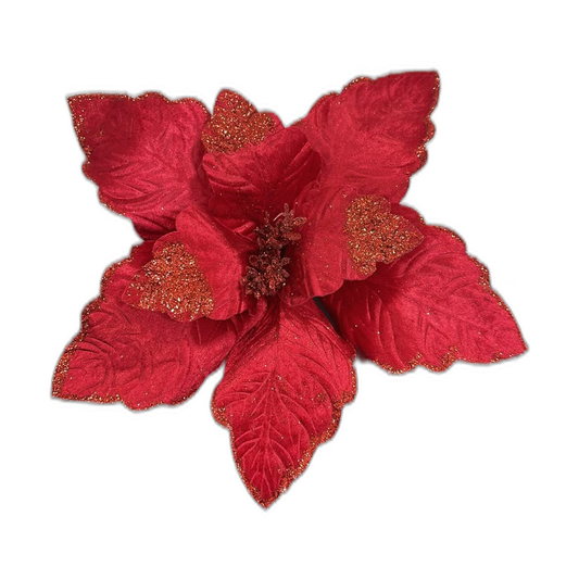 Flor navideña roja 42cm (8 pétalos)