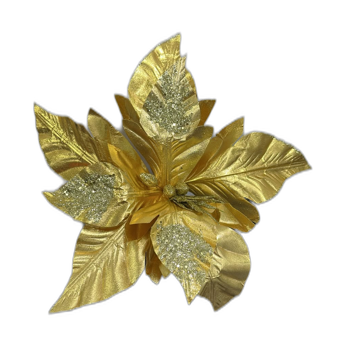 Flor navideña dorada 42cm (8 pétalos)