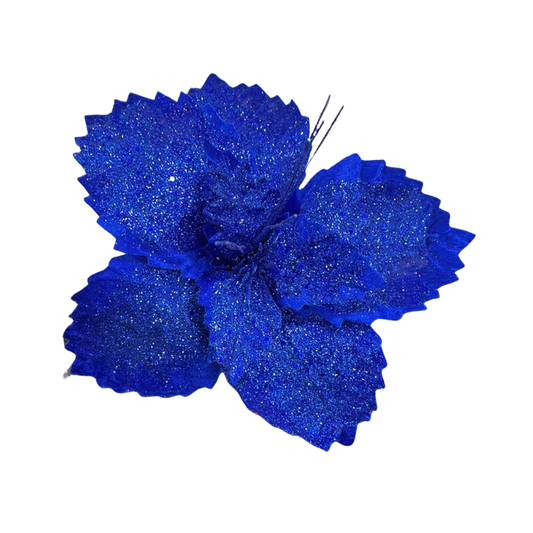 Flor navideña azul 34cm (8 pétalos)