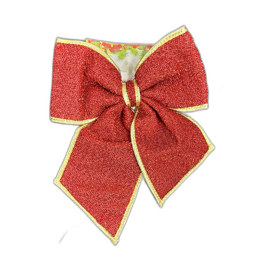 Lazo navideño rojo borde dorado mediano 28cm