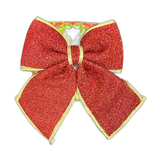 Lazo navideño rojo borde dorado pequeño 20cm