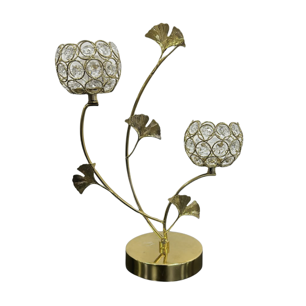 Candelabro Mónaco de dos copas con hojas