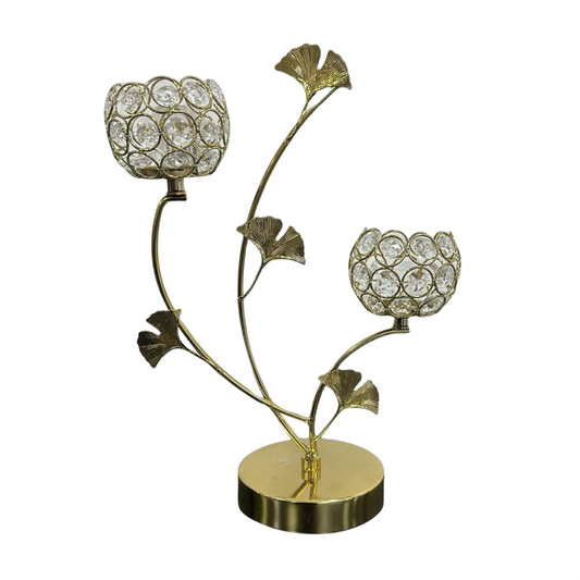 Candelabro Mónaco de dos copas con hojas - Cód. 18060