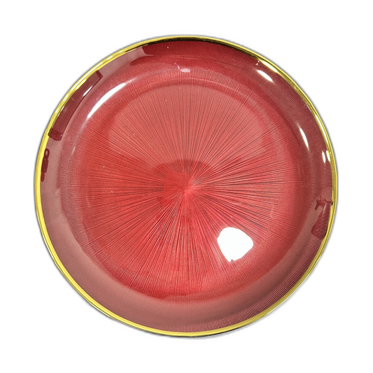 Plato base Montreal cristal rojo con borde dorado 33cm