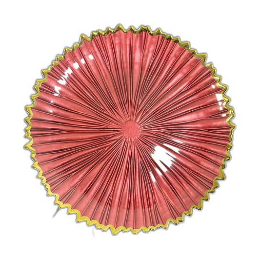 Plato base Edimburgo cristal rojo con borde dorado ondulado 33cm