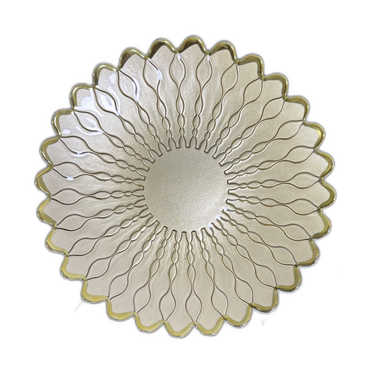 Plato base Cracovia cristal en forma de flor con borde dorado 33cm