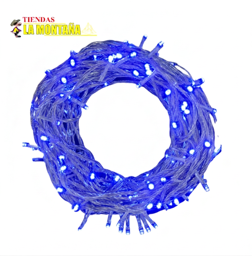 Luz LED azul x100 cable transparente