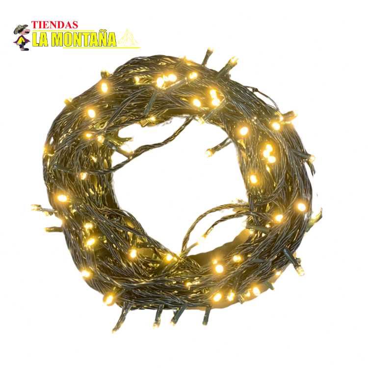 Luz LED cálida x300 24m cable verde